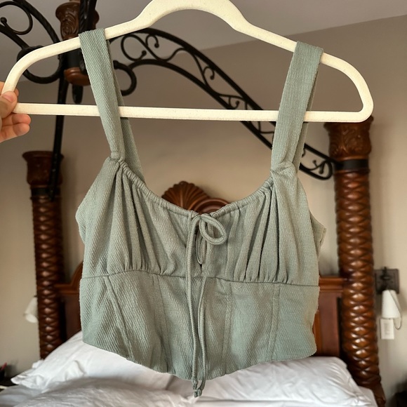 Tie Front Teal Bustier Cami Top - Picture 2 of 6